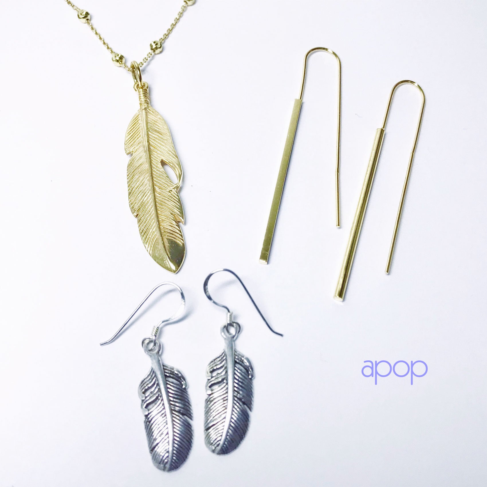 Gold-Dipped Feather Pendant Charm Necklace APOP EXCLUSIVE