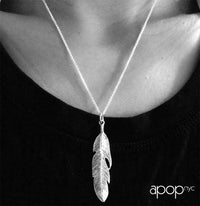 "Plume" Sterling Silver Feather Charm Necklace