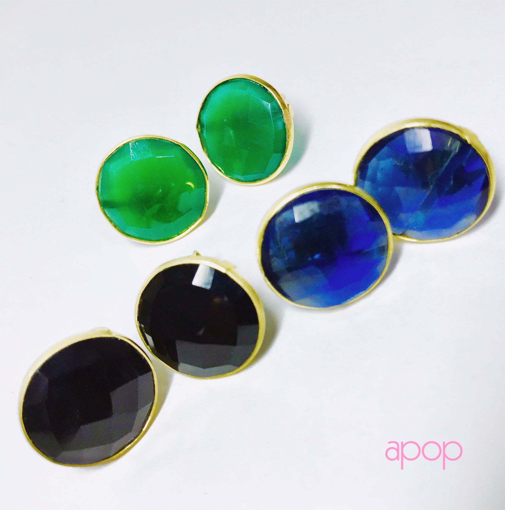 Gold-Dipped Green Onyx Earrings