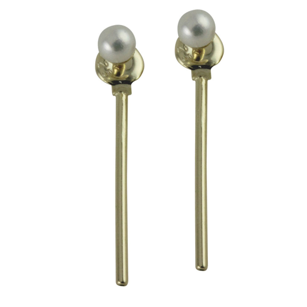 Sterling Silver Mini Pearl Bar Jacket Stud Earrings