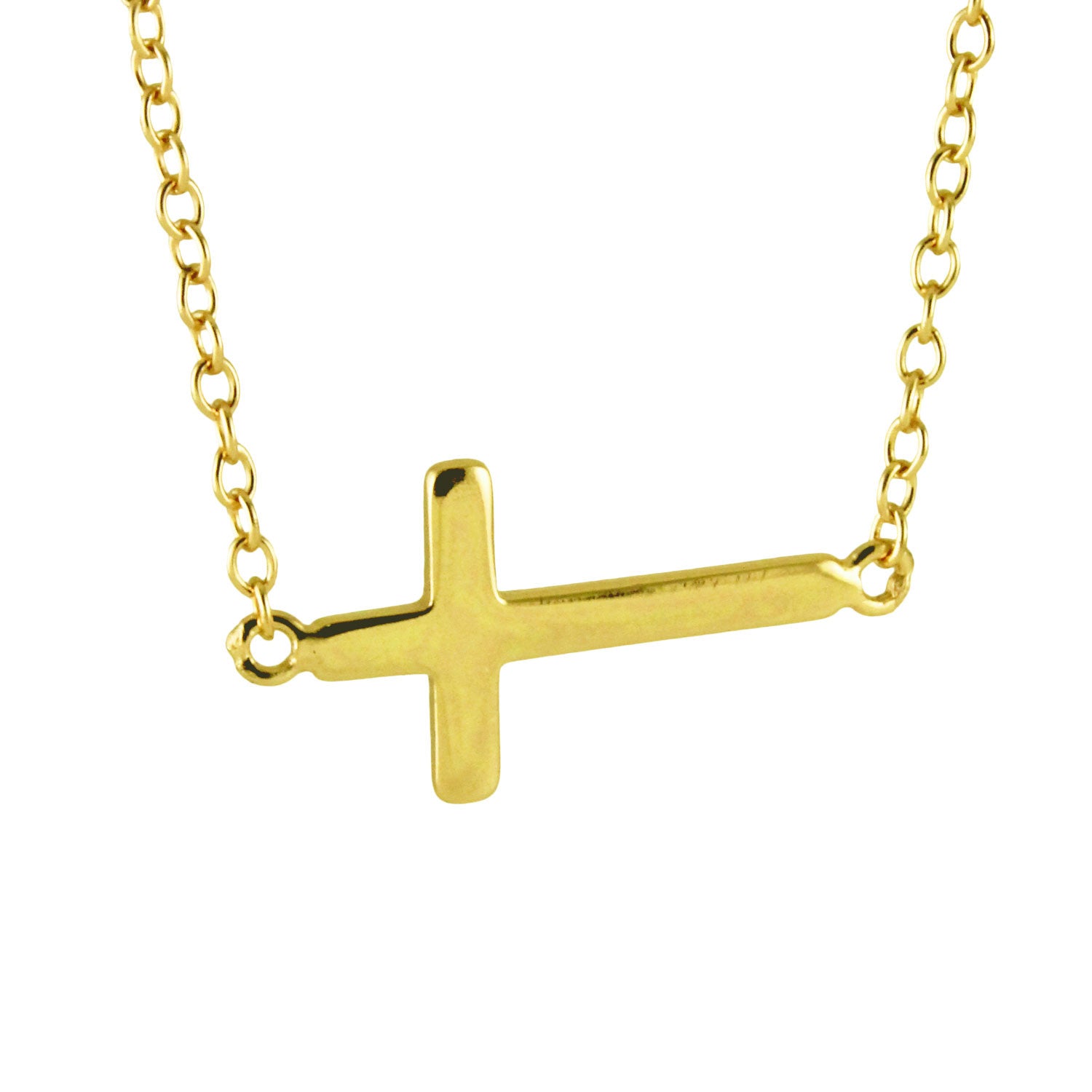 Mini Sterling Silver Sideways Cross Necklace