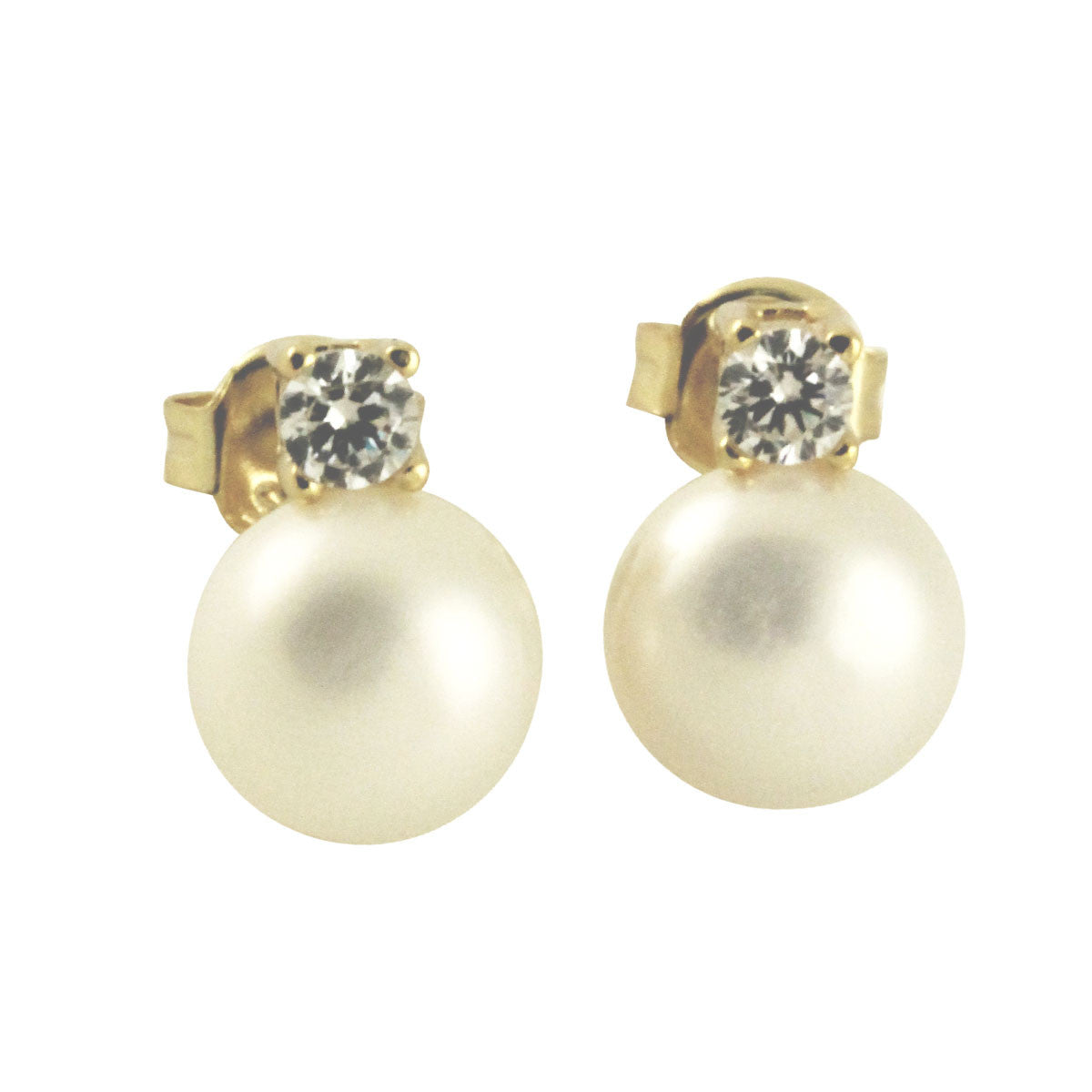 Sterling Silver Pearl & CZ Earrings