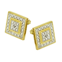 Two-Tone Diamond Square Cluster Stud Earrings