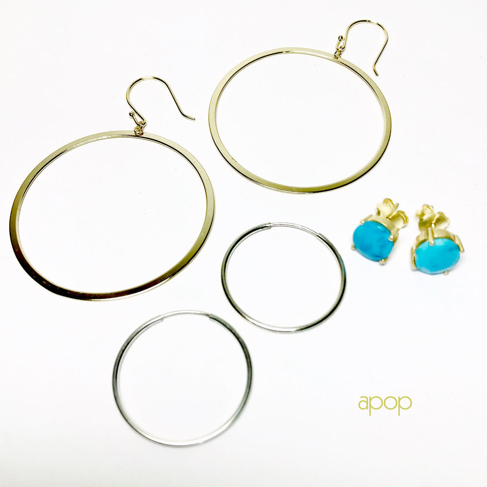 Gold-Dipped Round Turquoise Enamel Stud Earrings