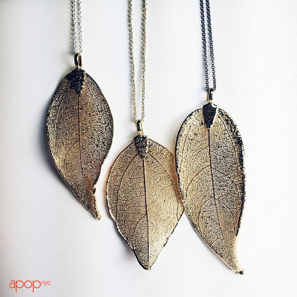"Fly as a Leaf" Gold-Plated Organic Leaf Pendant