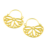 Sterling Silver Lotus Flower Hoop Earrings