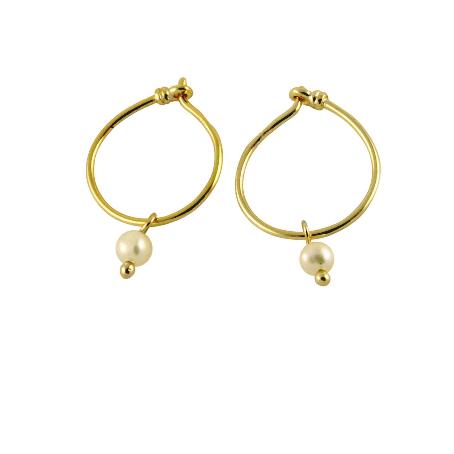 Sterling Silver Small Hoop Earrings with Pearl Drops