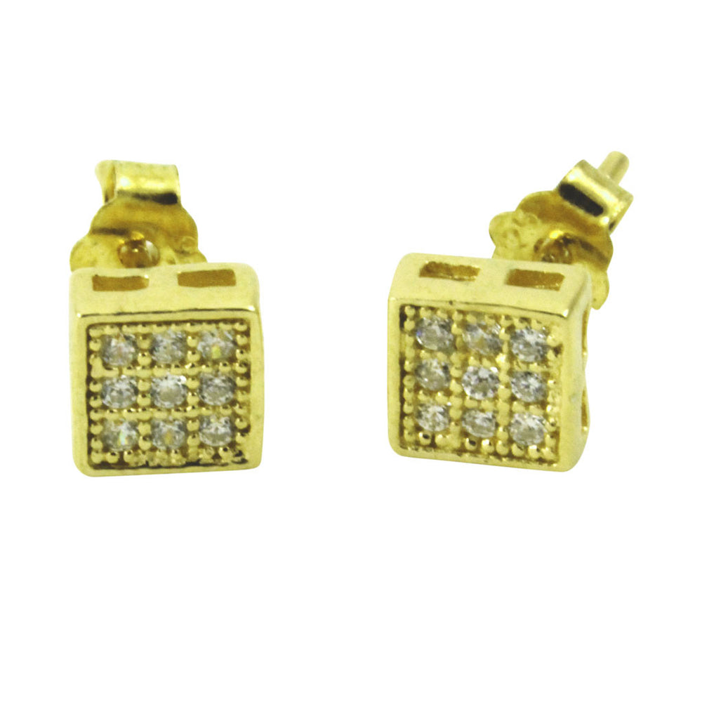 "Tiny" Mini Square Pave CZ Cluster Stud Earrings