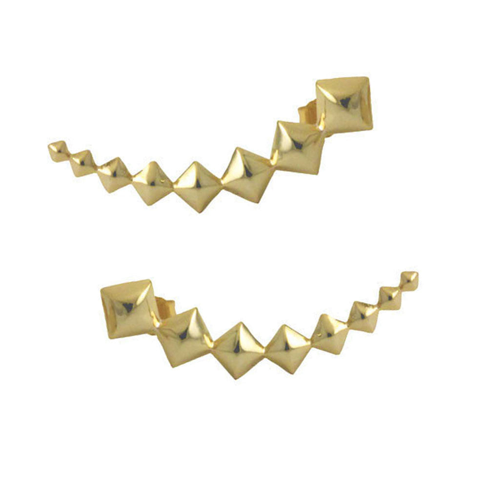 "Kite Studs" Geometric Gold-Dipped Ear Pin Climber Studs