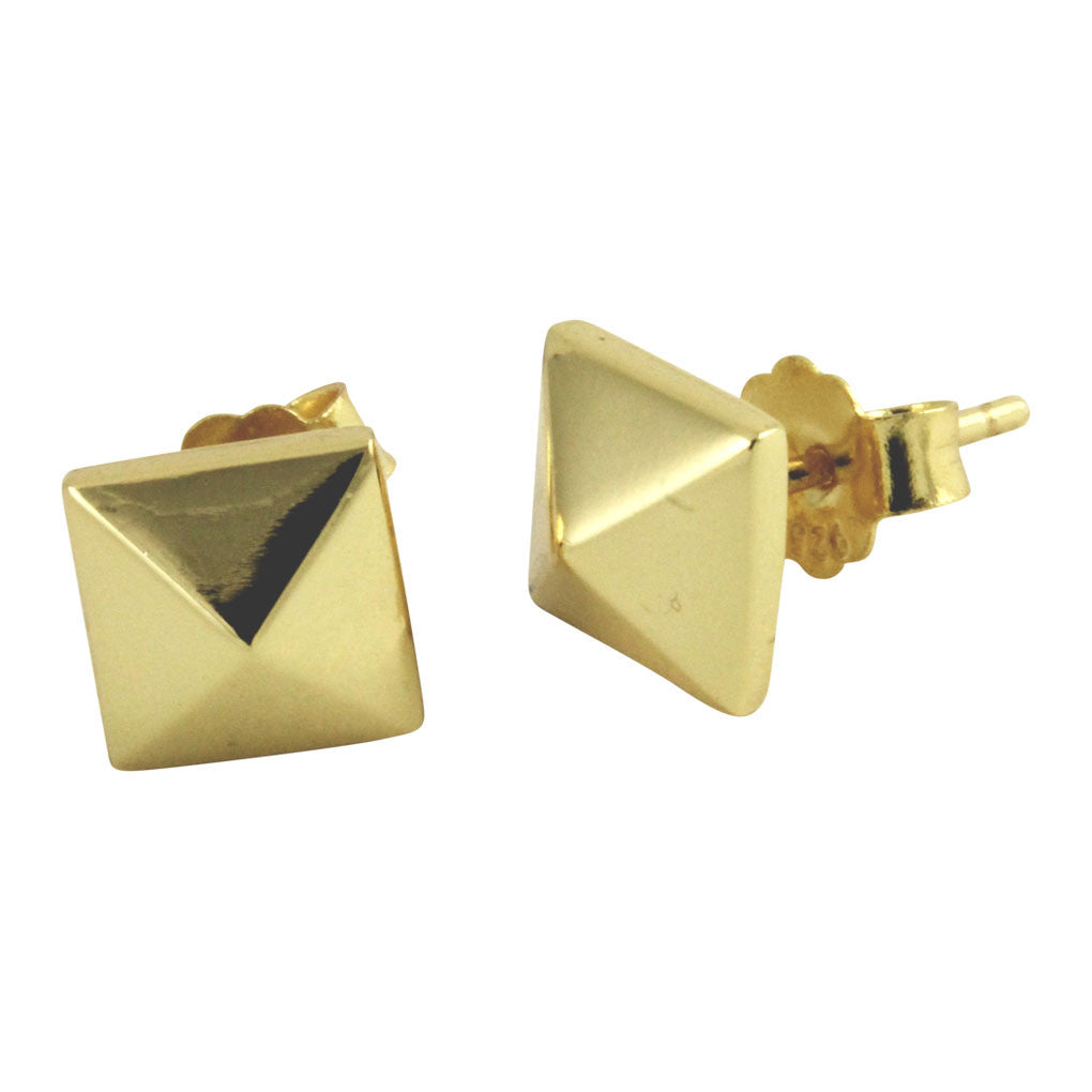 Gold-Dipped Pyramid Stud Earrings