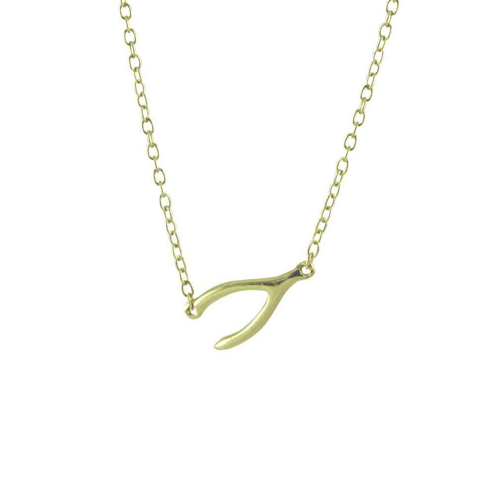 Gold-Dipped Mini Sideways Wishbone Necklace