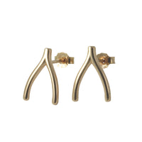 Gold-Dipped Wishbone Stud Earrings