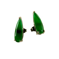 Black & Emerald Green Stone Teardrop Earrings
