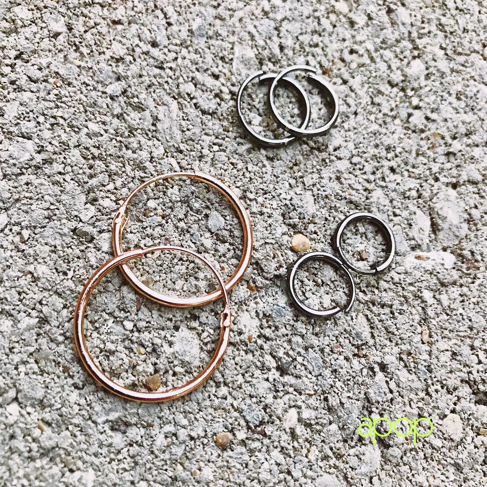 Sterling Silver Tiny Mini Plain Sleeper Hoop Huggie Earrings