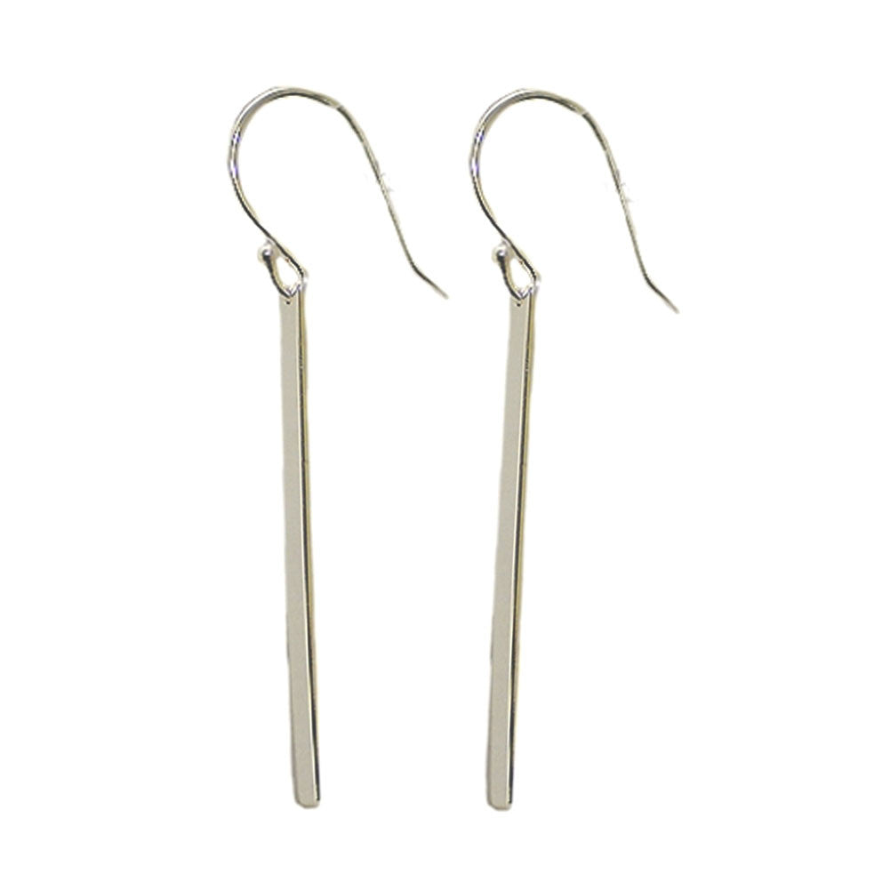 "Lollipop" Sterling Silver Plain Bar Drop Earrings
