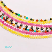 "Tourmaline" MultiColor Grey Stone Beaded Necklace