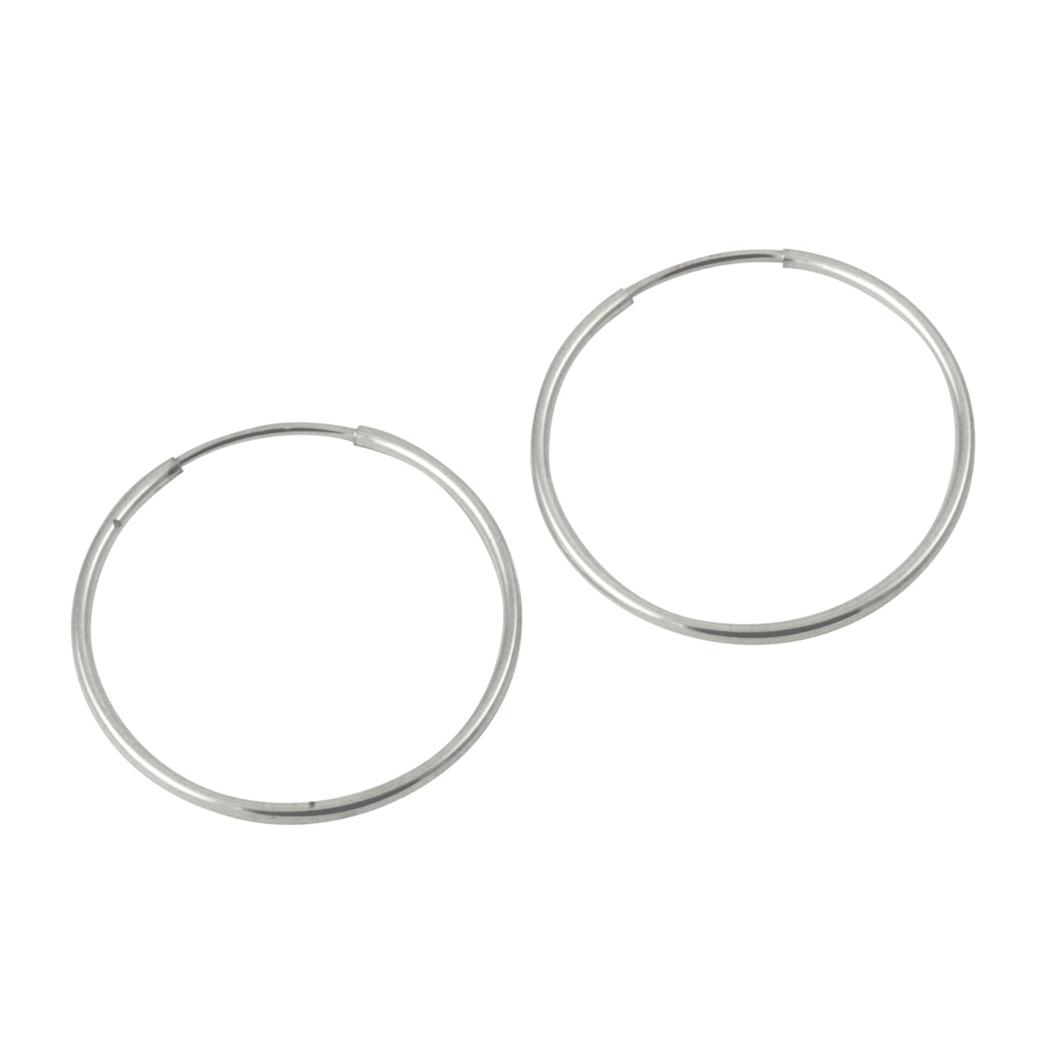 Sterling Silver Medium Plain Endless Hoop Earrings