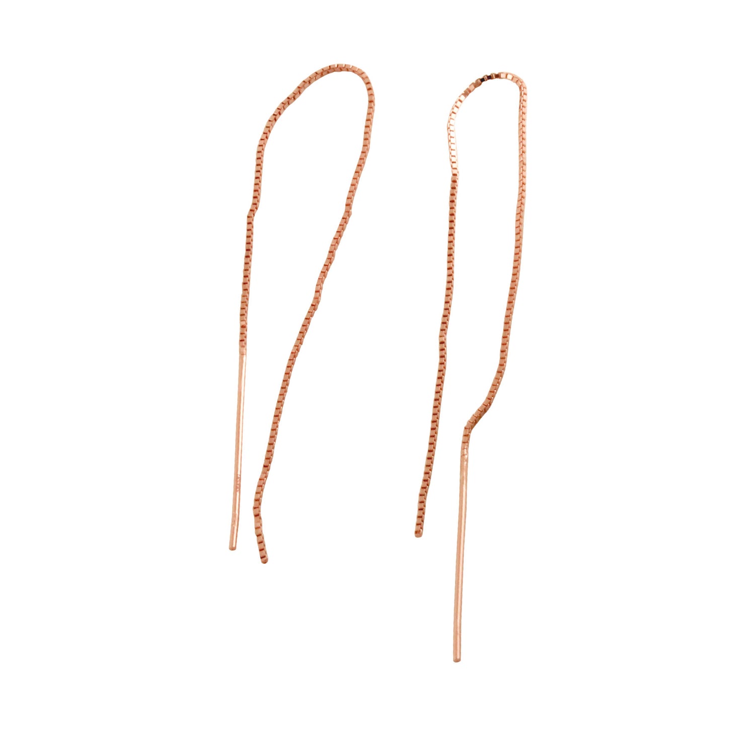 Rosy Silver Chain Threader Earrings