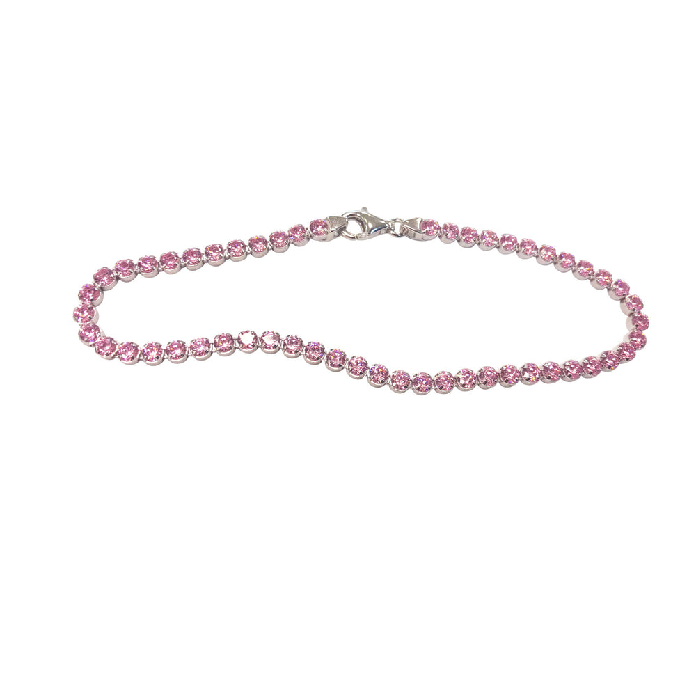 Sterling Silver Pink CZ Tennis Bracelet