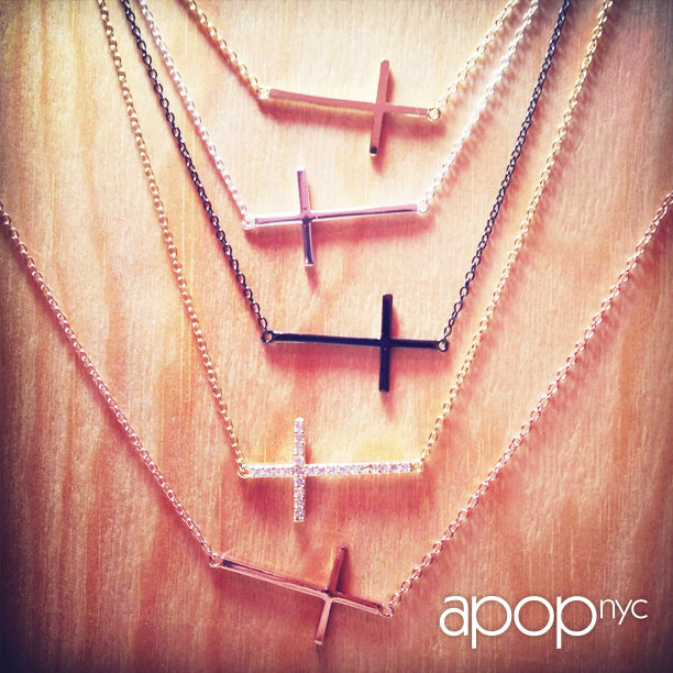 Sterling Silver Horizontal Cross Necklace