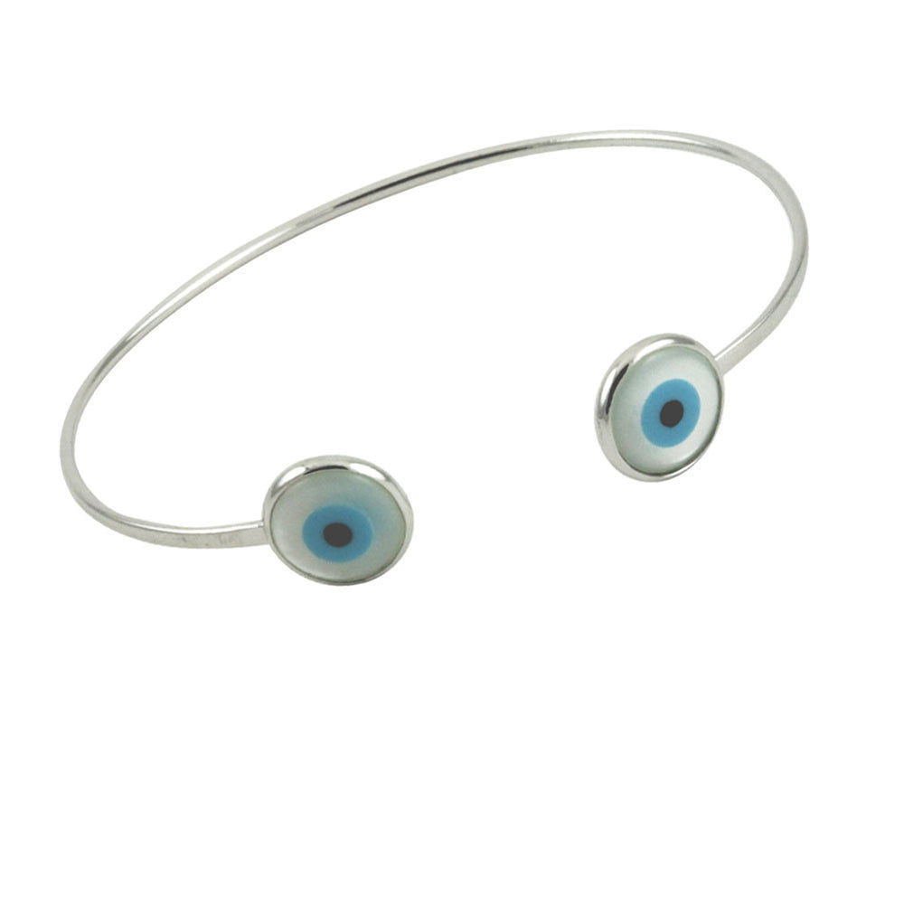 Sterling Silver Blue Eye Cuff Bracelet