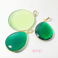 Gold-Dipped Green Stone Pendant Necklace