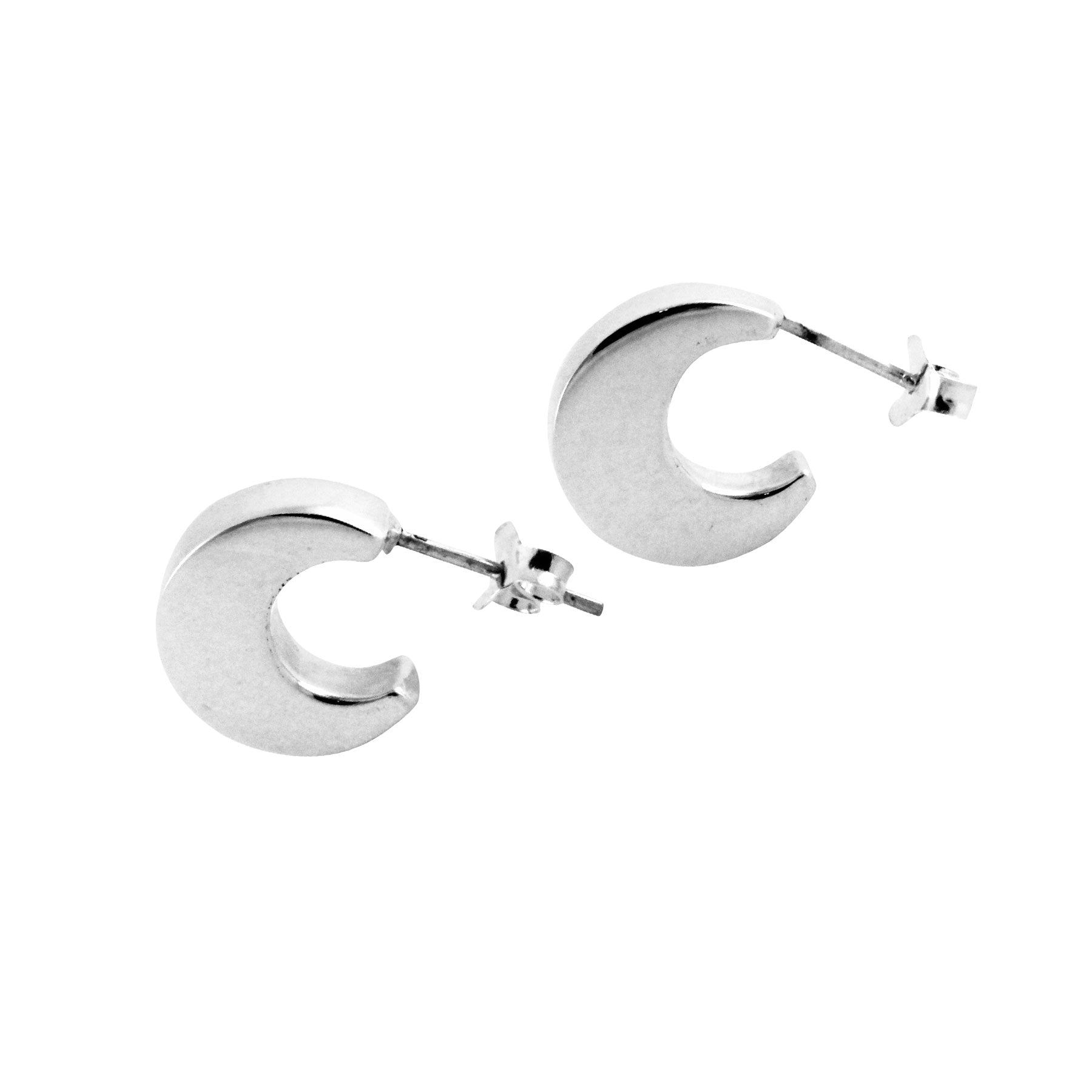 Sterling Eclipse Moon Hoop Stud Earrings