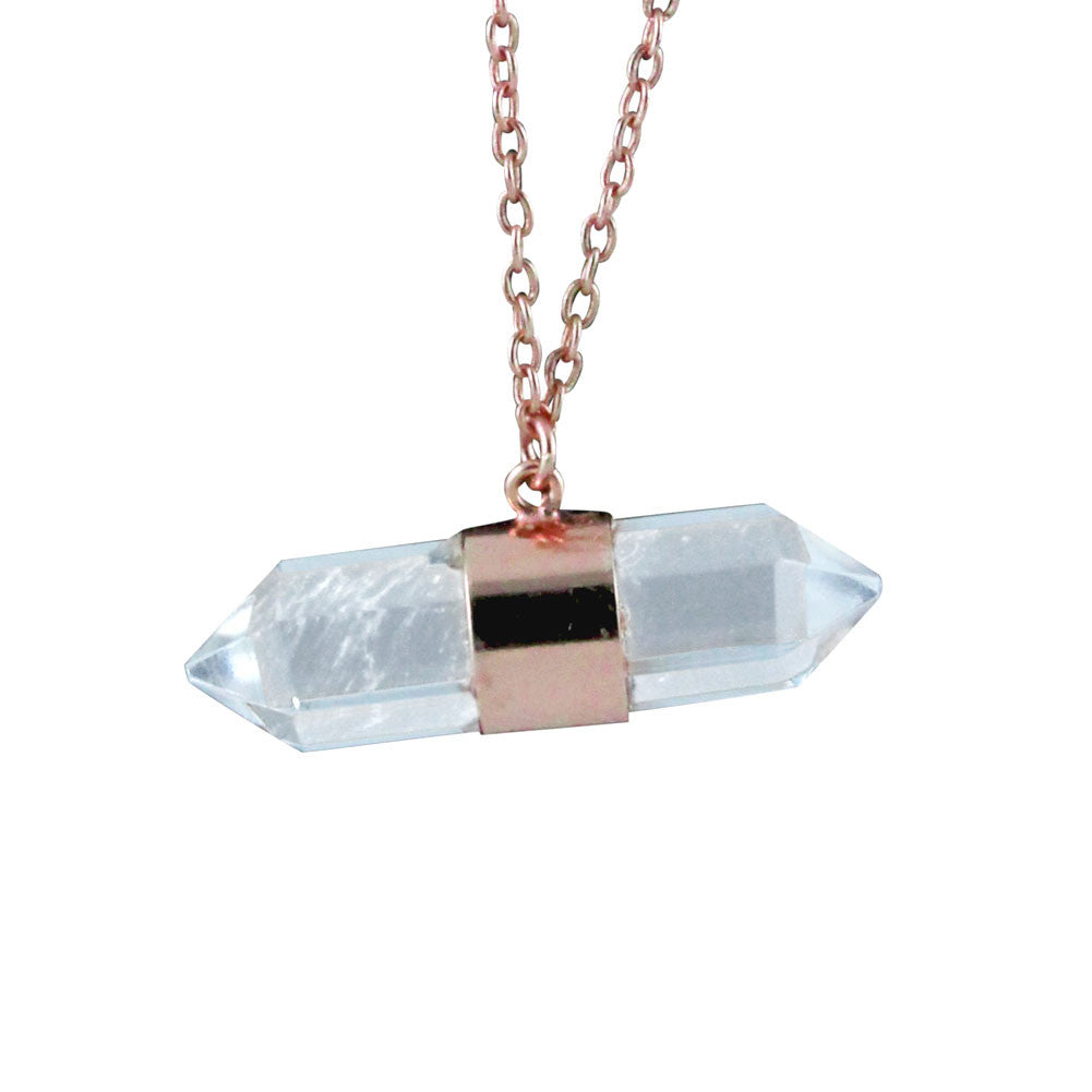 925 Sterling Rosy Crystal Balance Chakra Style Spike Necklace