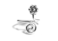 Daisy Flower Sterling Silver MiDi Cuff Ring Adjustable