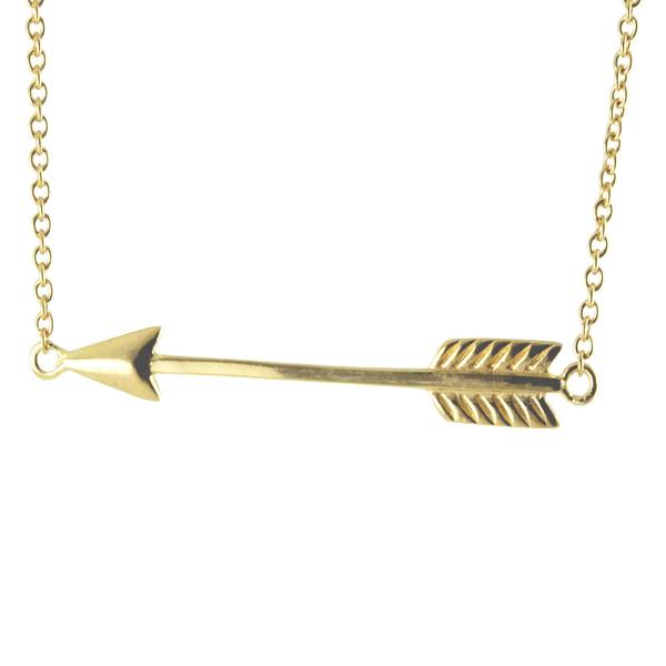 Sterling Silver Horizontal Arrow Pendant Necklace