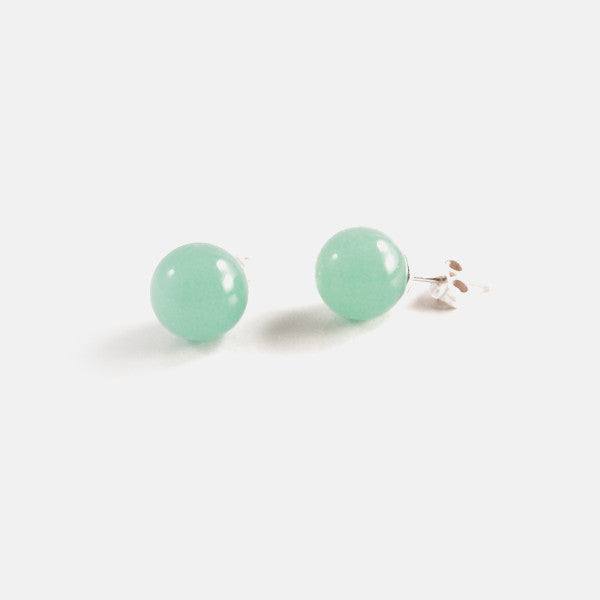 Sterling Silver Aventurine Bead Stud Earrings