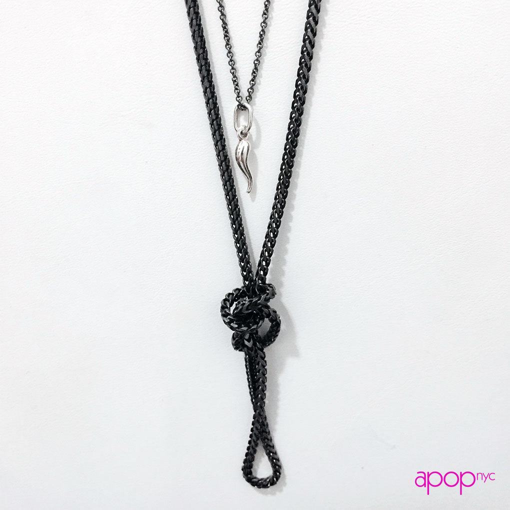 Black Franco Chain Layering Necklace Unisex