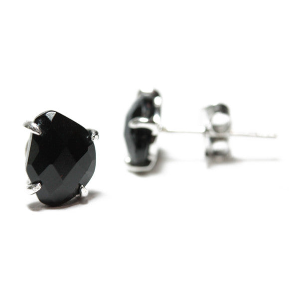 Sterling Silver Black Onyx Stud Earrings Mini