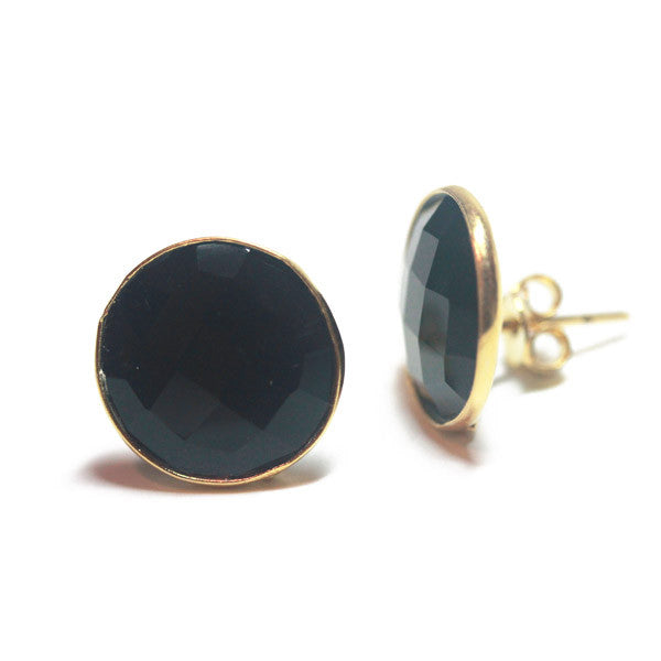 Gold-Dipped Black Onyx Earrings