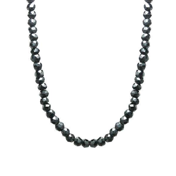 Black Spinel Beaded Necklace 30 inch