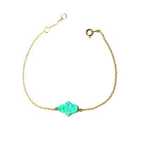 Sterling Blue Opal Hamsa Bracelet 7 inch