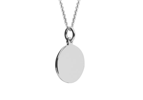 Sterling Silver Plain Round Medallion Disc Charm Necklace