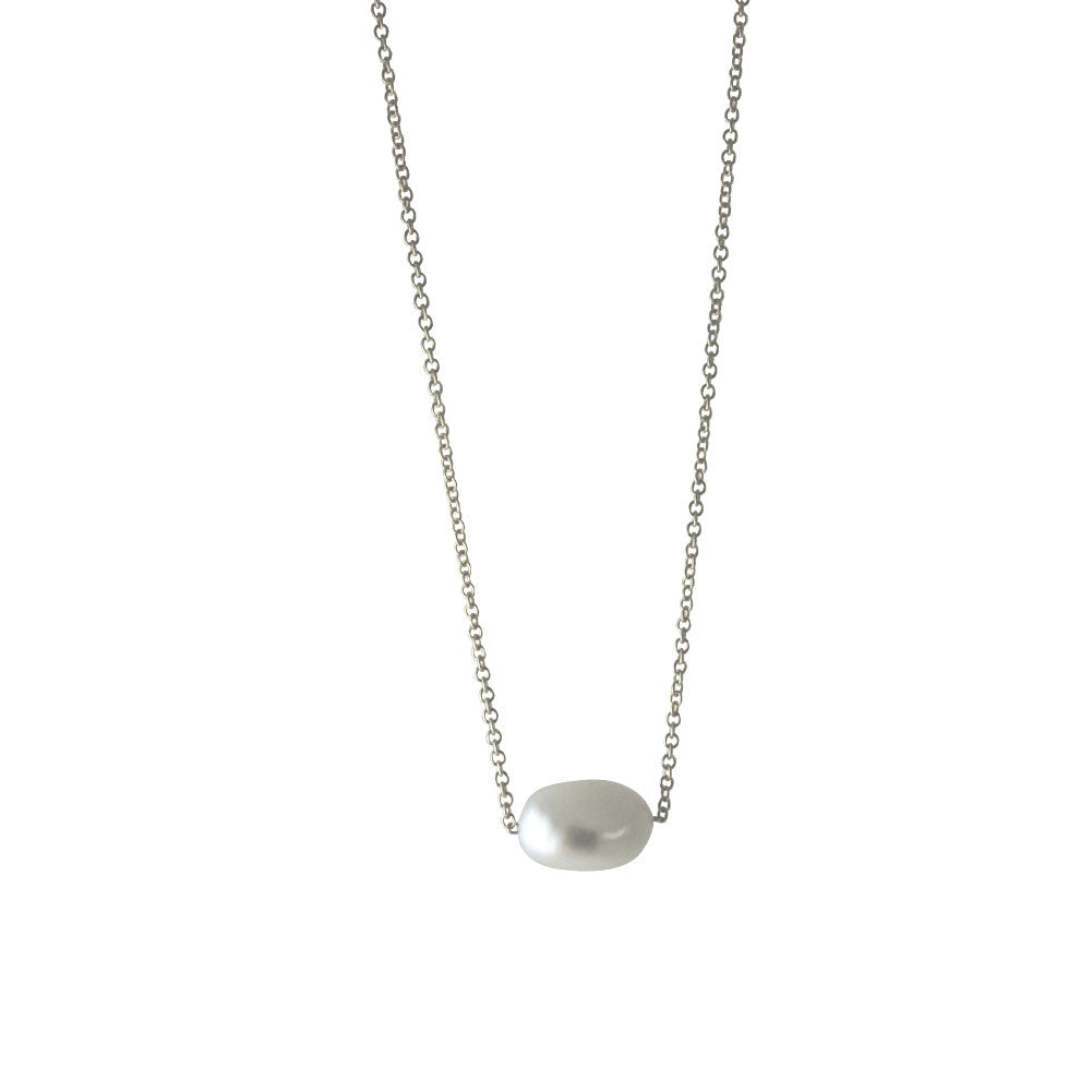 Sterling Silver "Baroque" Single Pearl Necklace