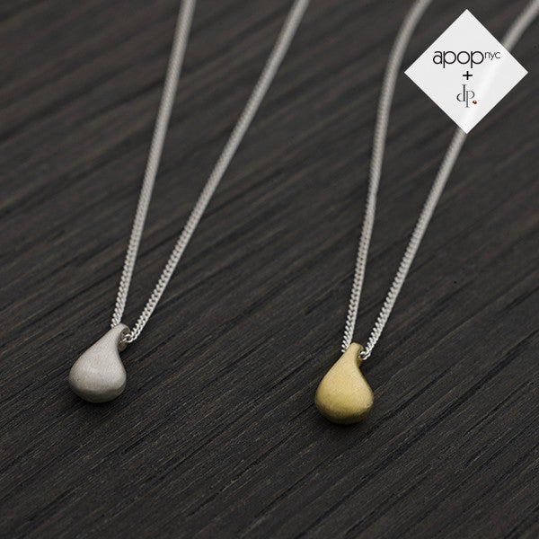 Daphne P. Matte Gold Vermeil Mini Teardrop Pendant Necklace 16 inch