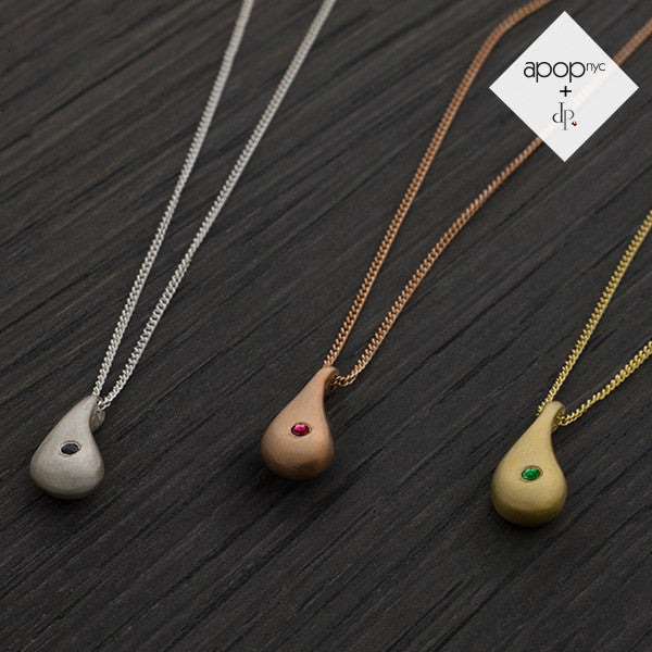 Daphne P. Gold Vermeil Gemstone Teardrop Necklace 16 inch