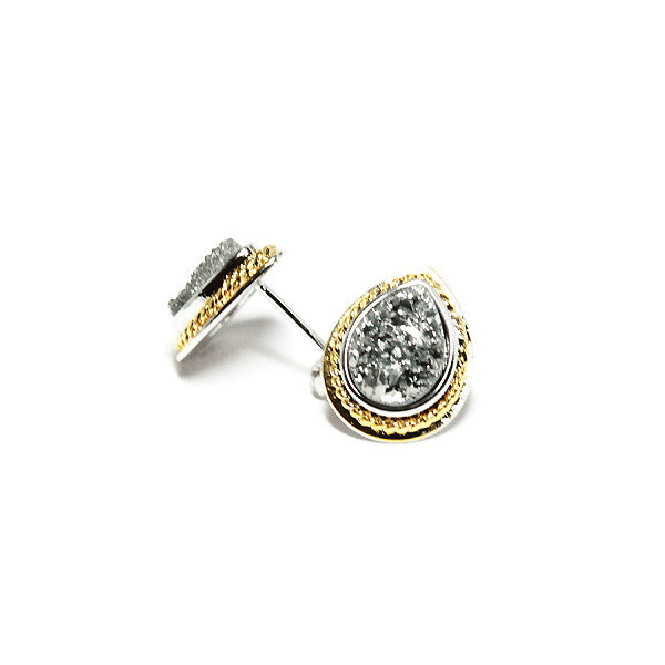 "Teary" Gold-Dipped Druzy Earrings in Silver