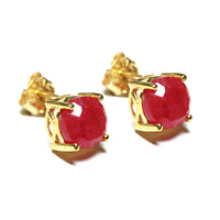 Gold-Dipped Ruby Pink Stone Stud Earrings