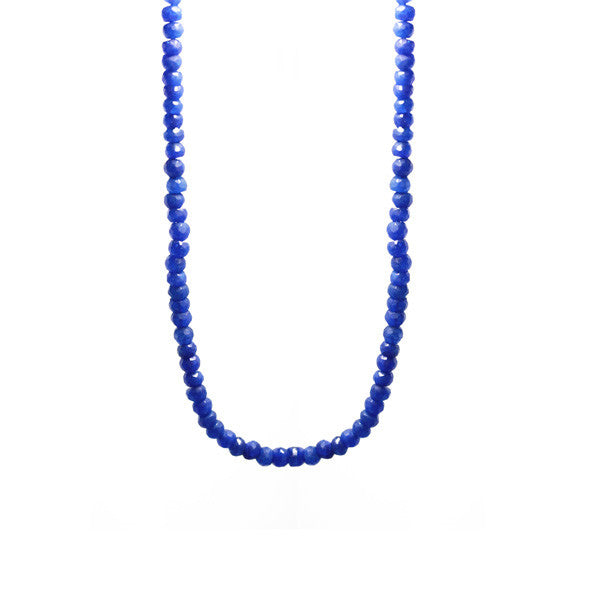 Mini Blue Stone Beaded Necklace 30 inch