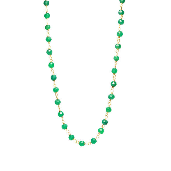 Mini Green Onyx Bead Station Necklace 30 inch