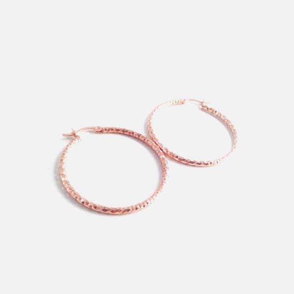 Rosy "Galaxy" Diamond-Cut Elliptical Hoop Earrings