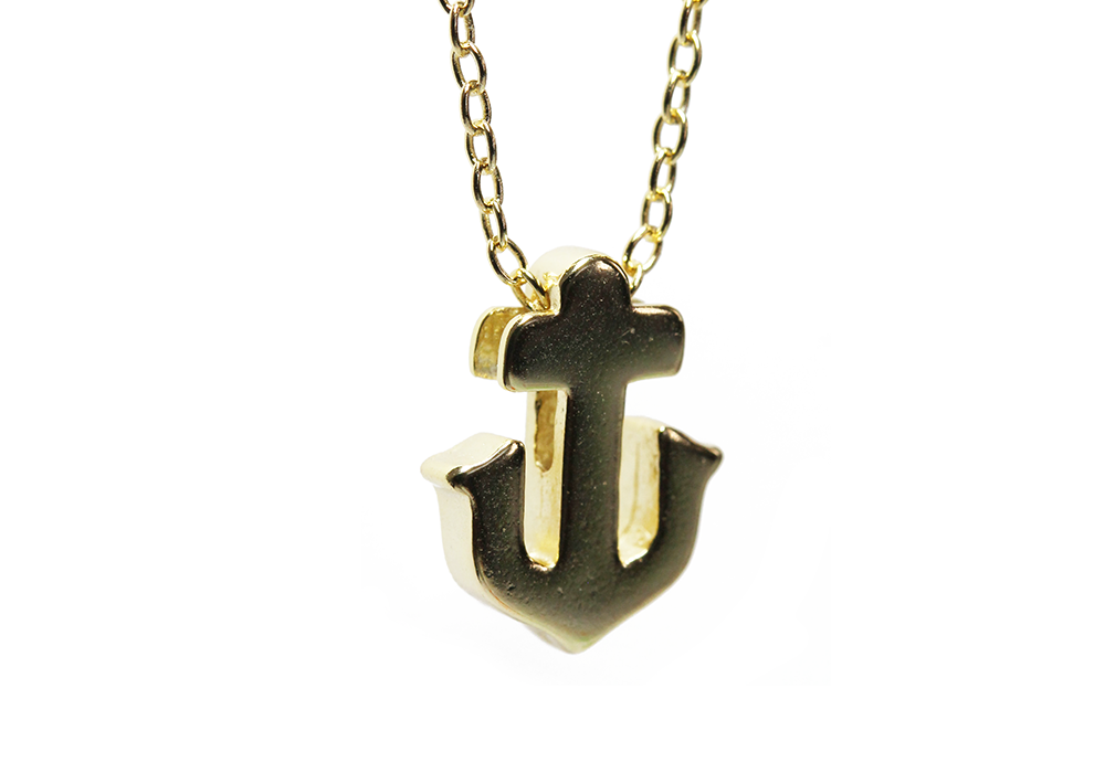 Gold-Dipped Anchor Pendant Necklace