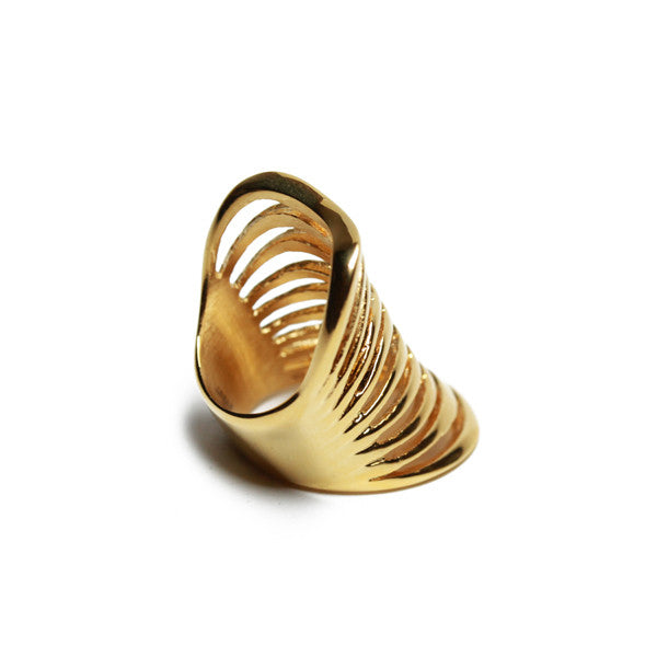 Golden Armor Cage Knuckle Ring