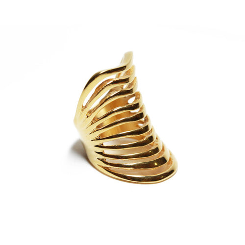 Golden Armor Cage Knuckle Ring
