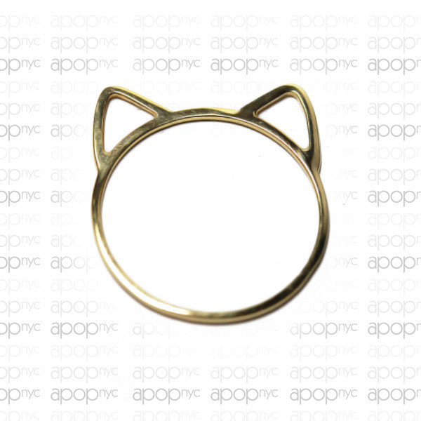 14kt Yellow Gold "Marla" Cat Ring Thin Band