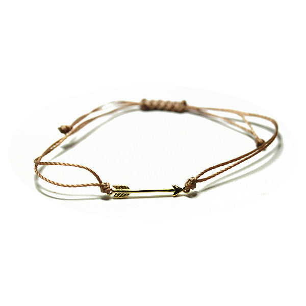 Gold-Dipped Chevron Arrow Tan Adjustable String Bracelet